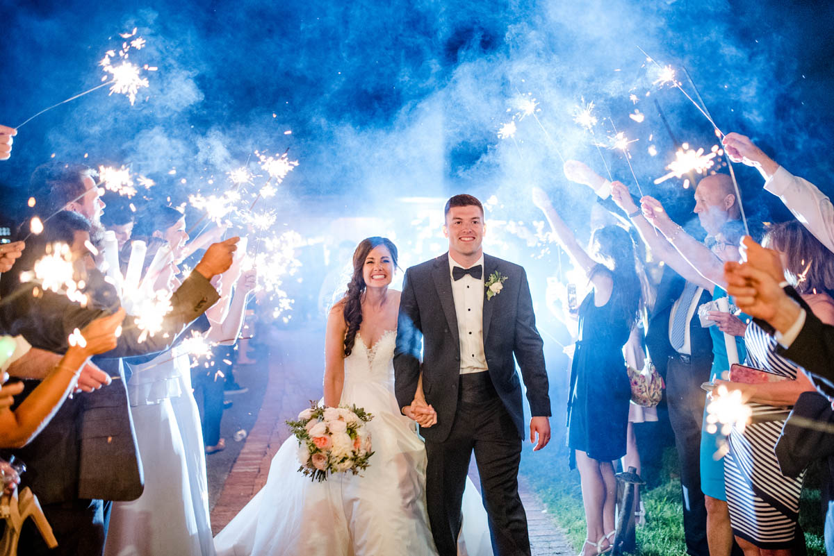 Sparkler exit at Angus Barn wedding
